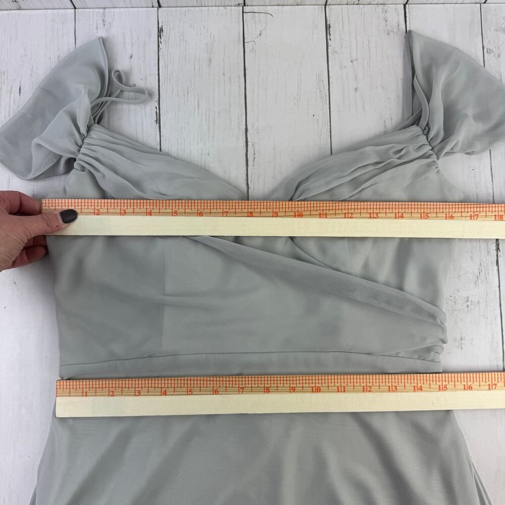 Birdy Grey Dove Gray Chiffon Devin Convertible Bridesmaid Dress With Slit Large - Picture 15 of 16